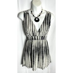 Vintage Wet Seal Y2K Babydoll Fairy‎ Grunge Top Tunic Size S Black Geo Tie Waist